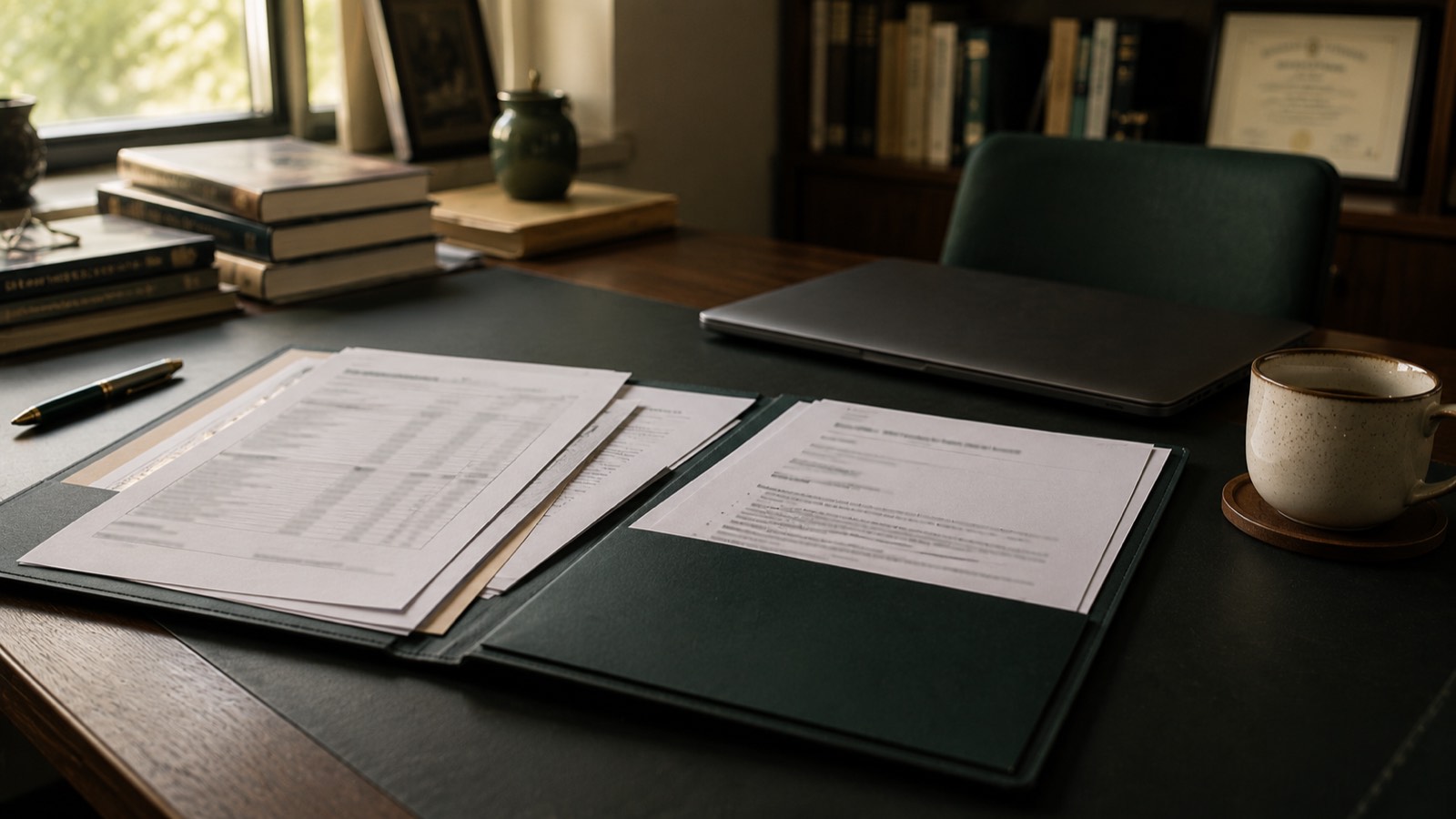 A neatly organised briefing packet for a recommender, representing how to prepare materials for a strong letter of recommendation