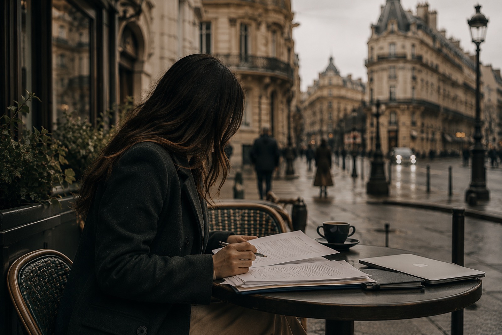 A graduate crossing a European city square, representing post-study work opportunities across Germany, France, and the Netherlands