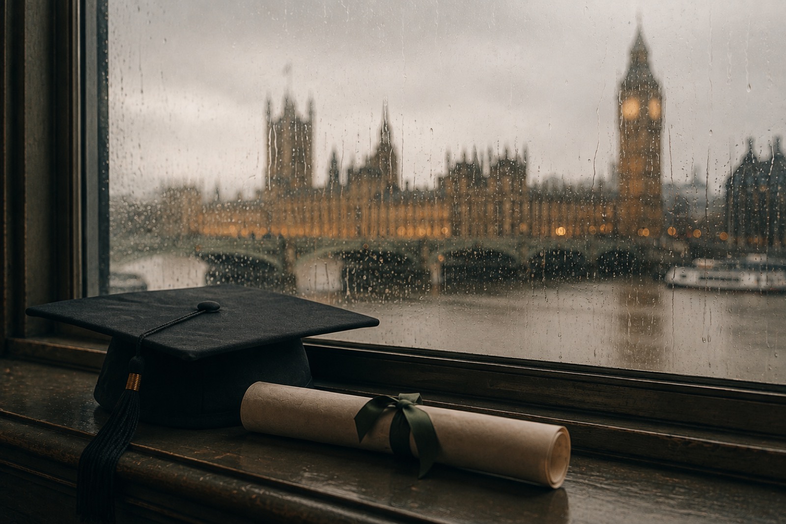 A graduate walking through central London, representing post-study work opportunities under the UK's Graduate Route visa